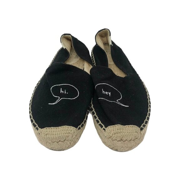 Soludos Womens Hi And Hey Espadrille Flat Shoes Black Beige Slip On Round Toe 10 - Picture 4 of 9